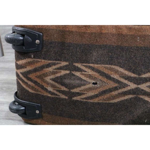 RARE PENDLETON Southwestern Aztec Blanket Wool Duffle Weekender Bag Wheels - Picture 8 of 16